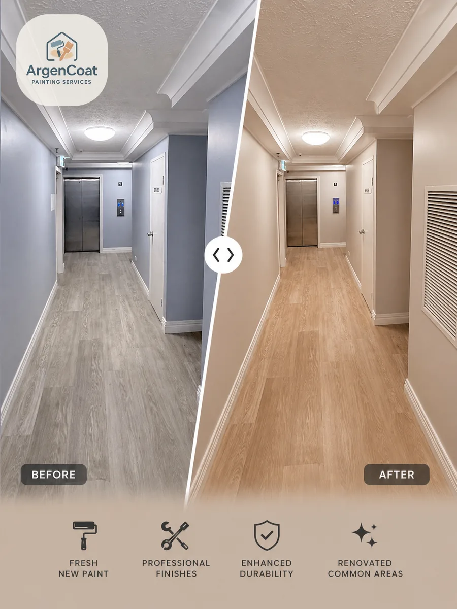 Hallway before and after repaint