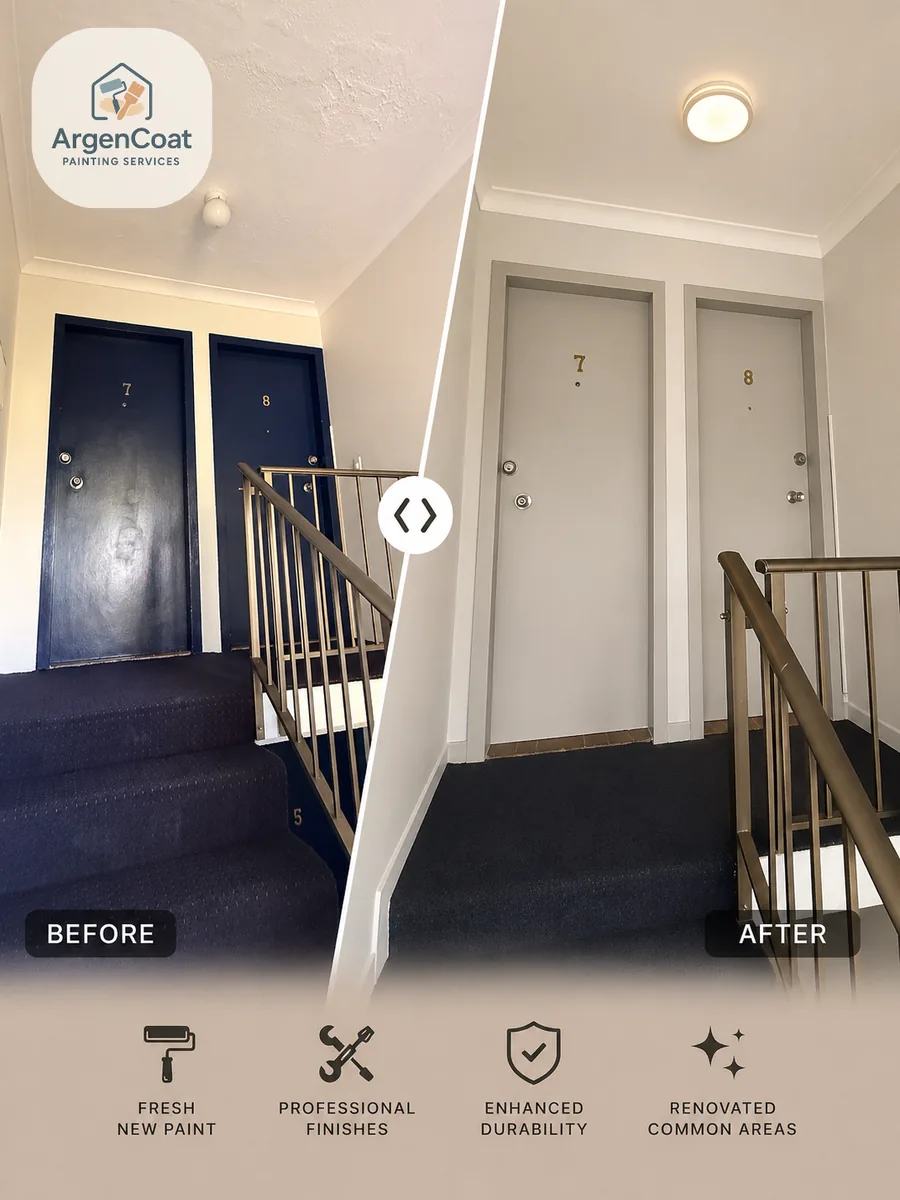 Stairwell before and after repaint