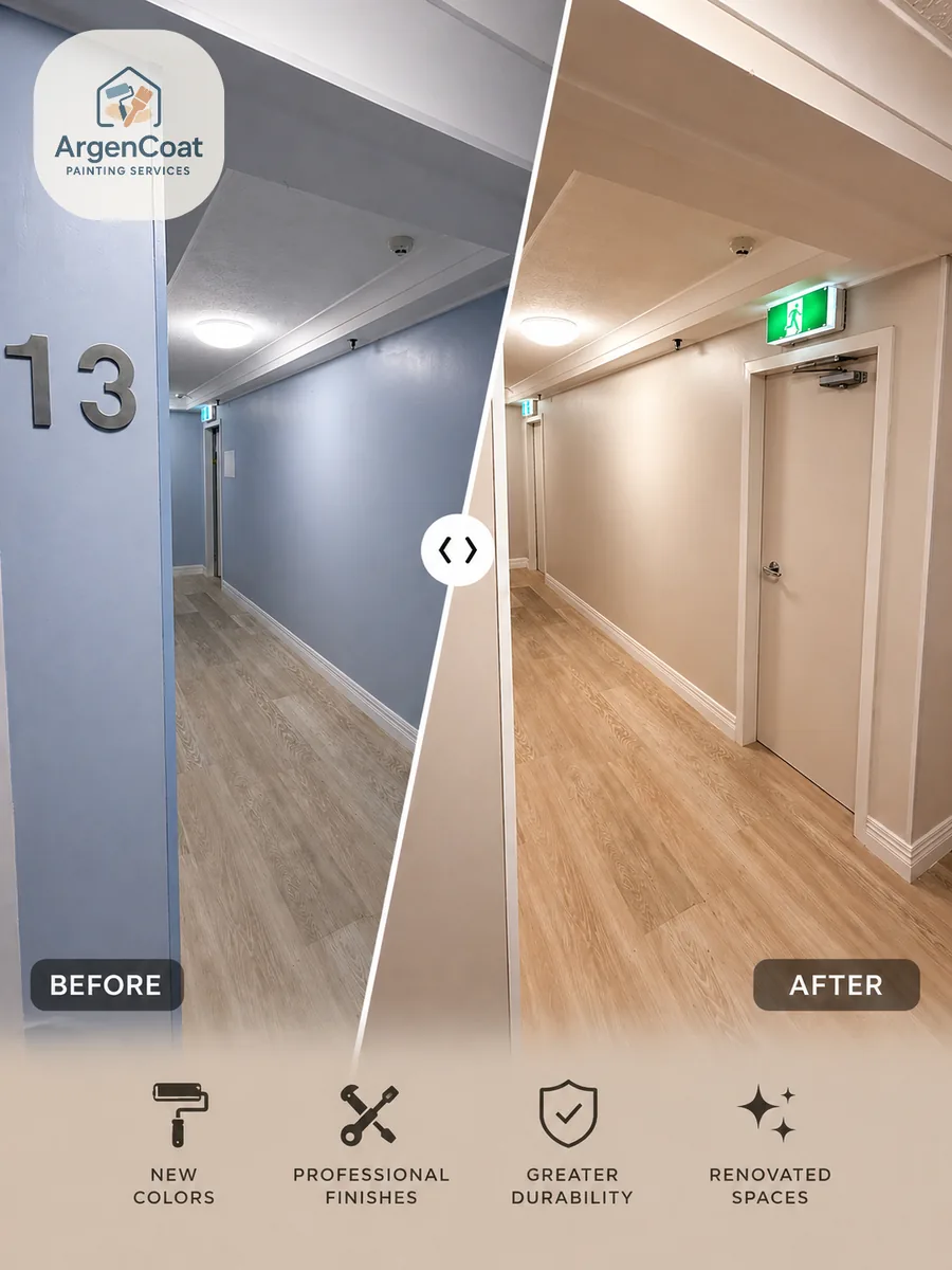 Common hallway before and after repaint