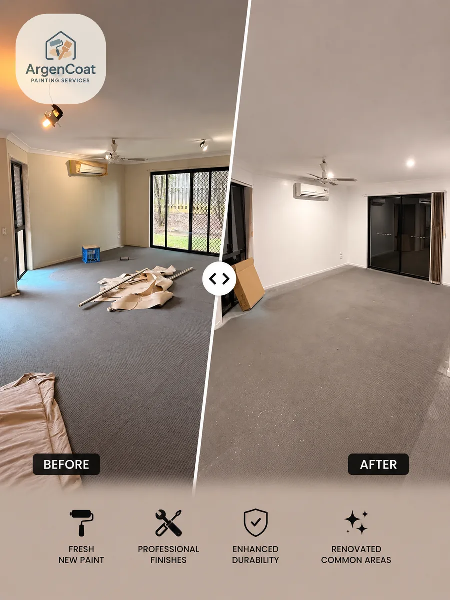 Unit living area before and after repaint
