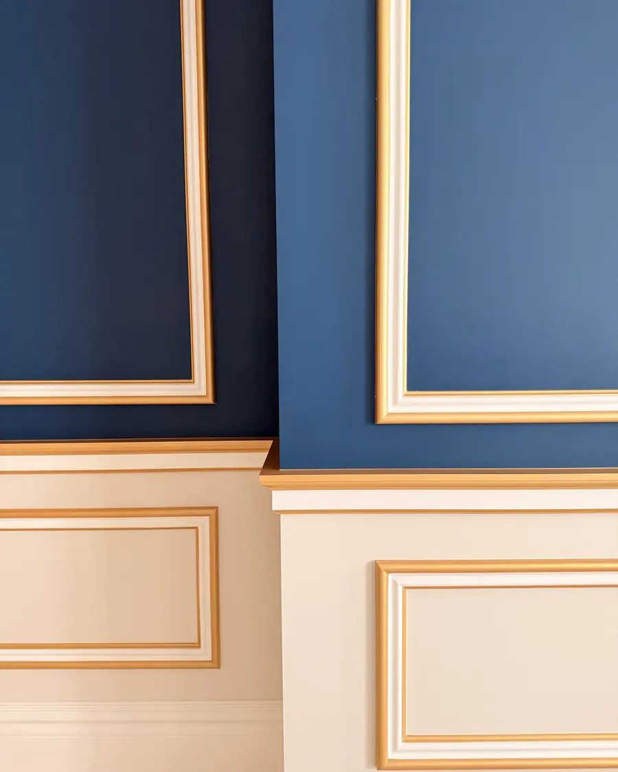Navy and cream wainscoting with gold trim by ArgenCoat