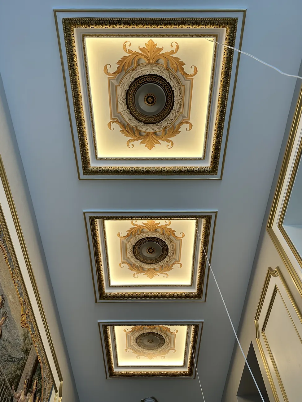 Ornate blue and gold coffered ceiling by ArgenCoat